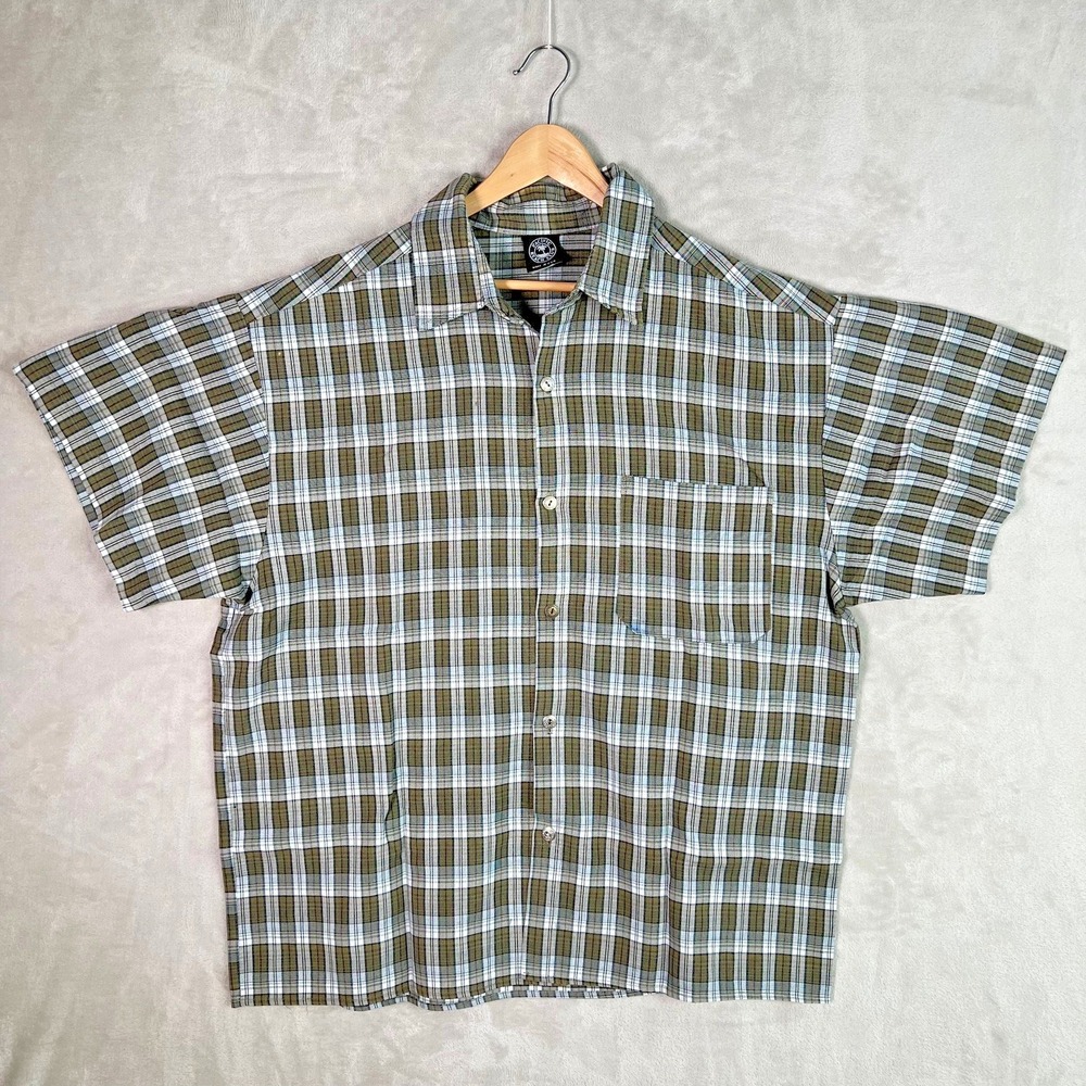 Pacific Beach Club Shirt Mens 2XL Button Up USA Made Plaid Boxy Camp Surf Skate